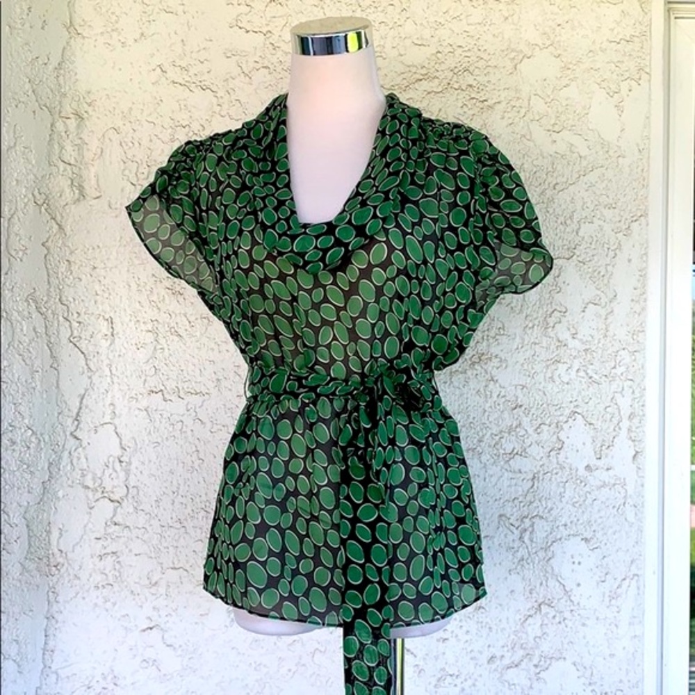 VTG 00s Anthro Odille Silk Abstract Spot blouse